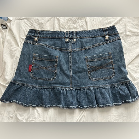 Tripp NYC Blue Denim Mini Skirt w Ruffle 16 - Picture 5 of 6